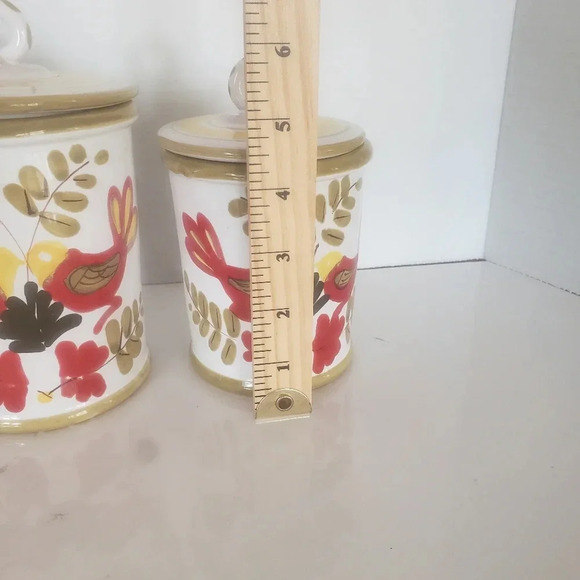 Italian Pottery set of 3 Lidded Hand Painted  Canisters. - Picture 7 of 9